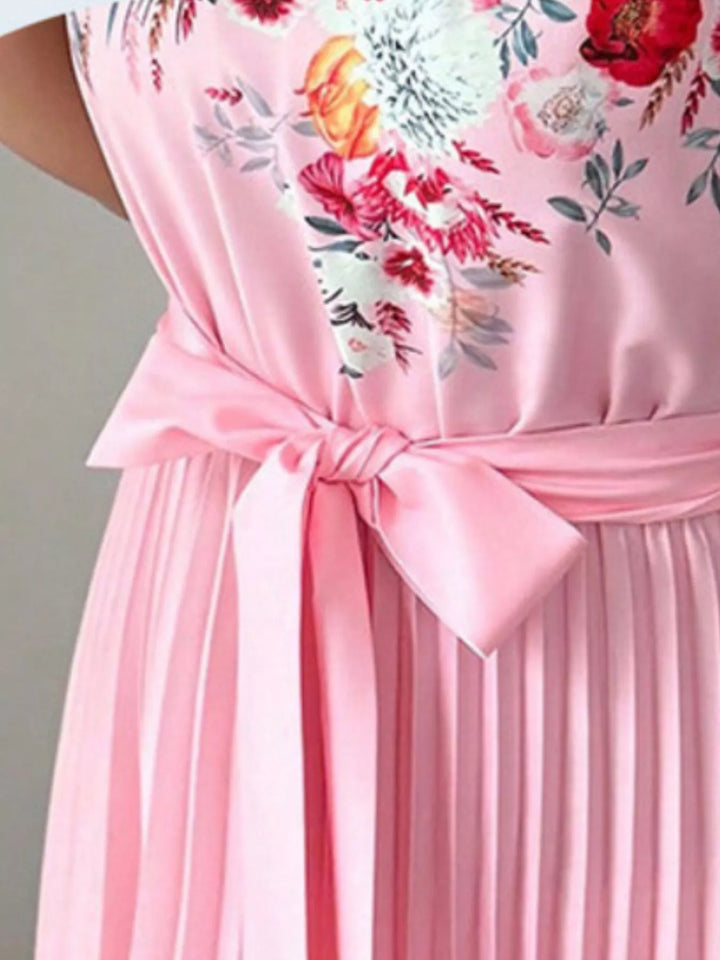 Floral Pleated Halter Maxi Dress