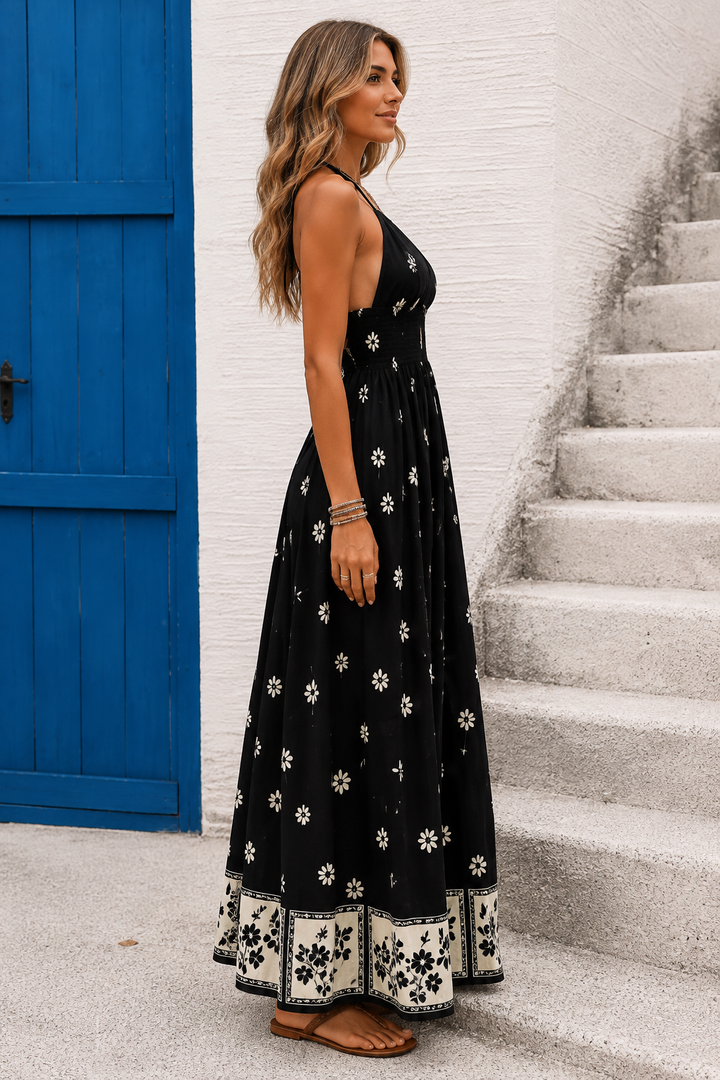 Printed Halter Neck Maxi Dress