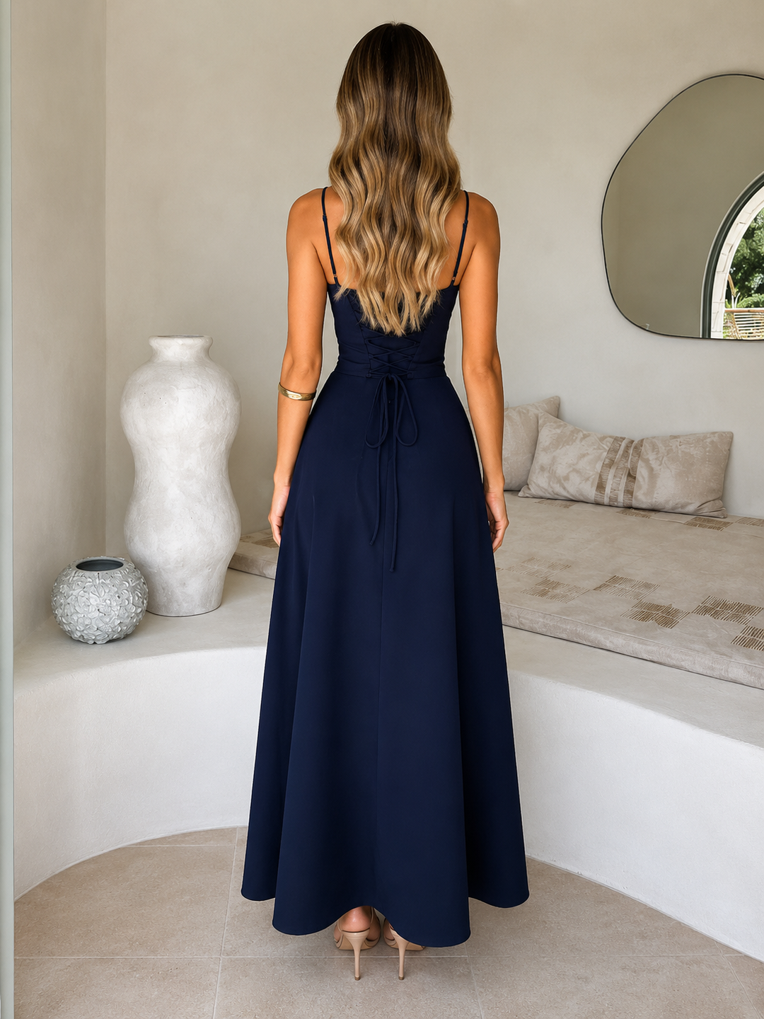 Corset-Style Tie Maxi Dress