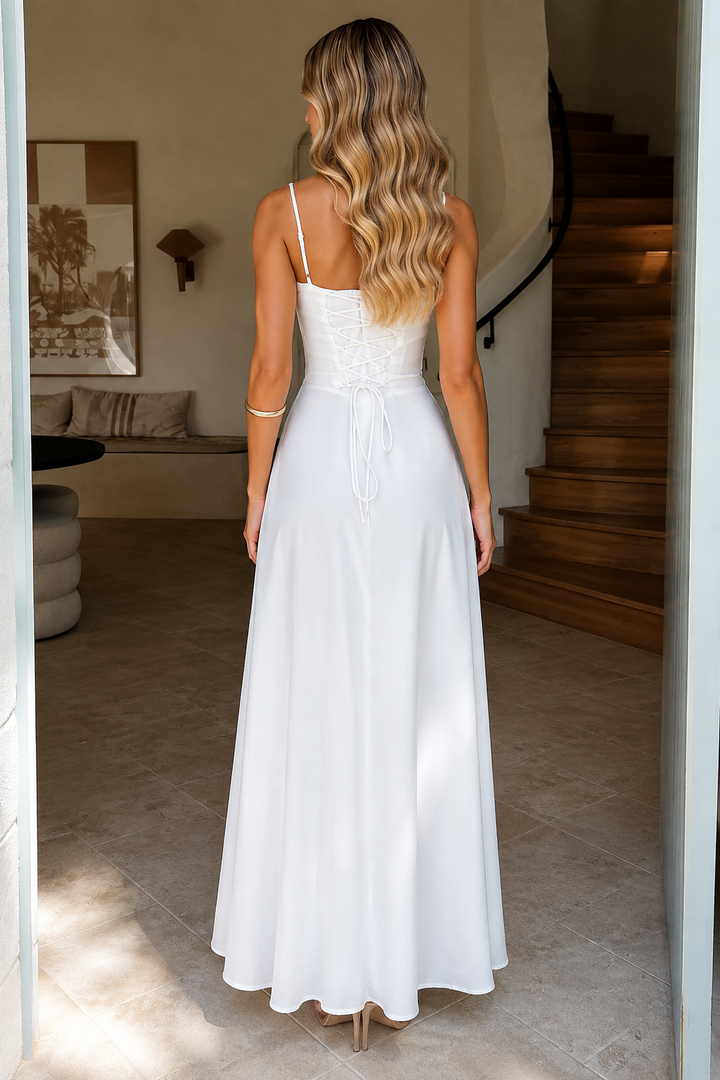 Corset-Style Tie Maxi Dress