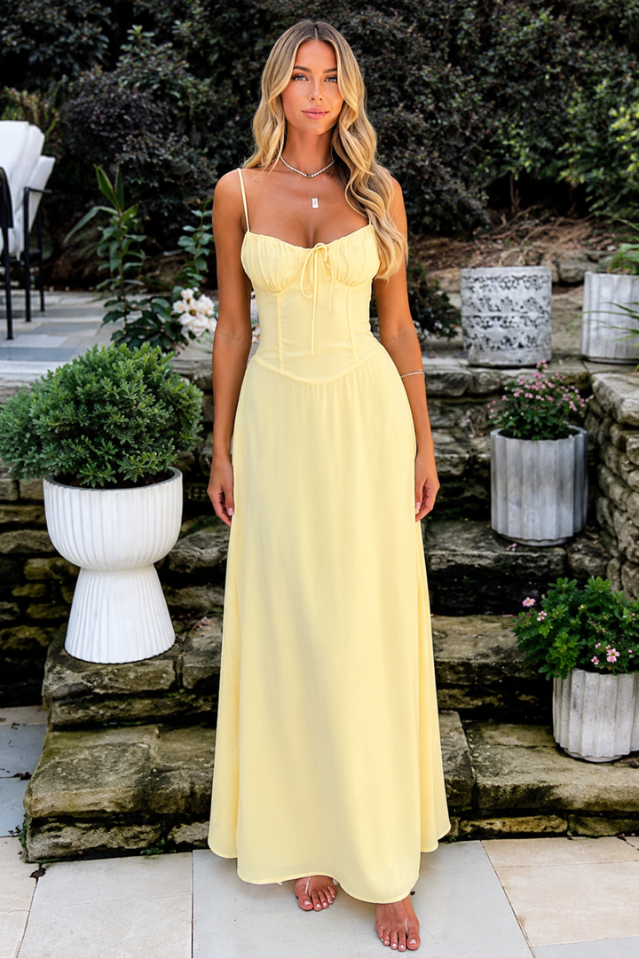 Corset-Style Tie Maxi Dress