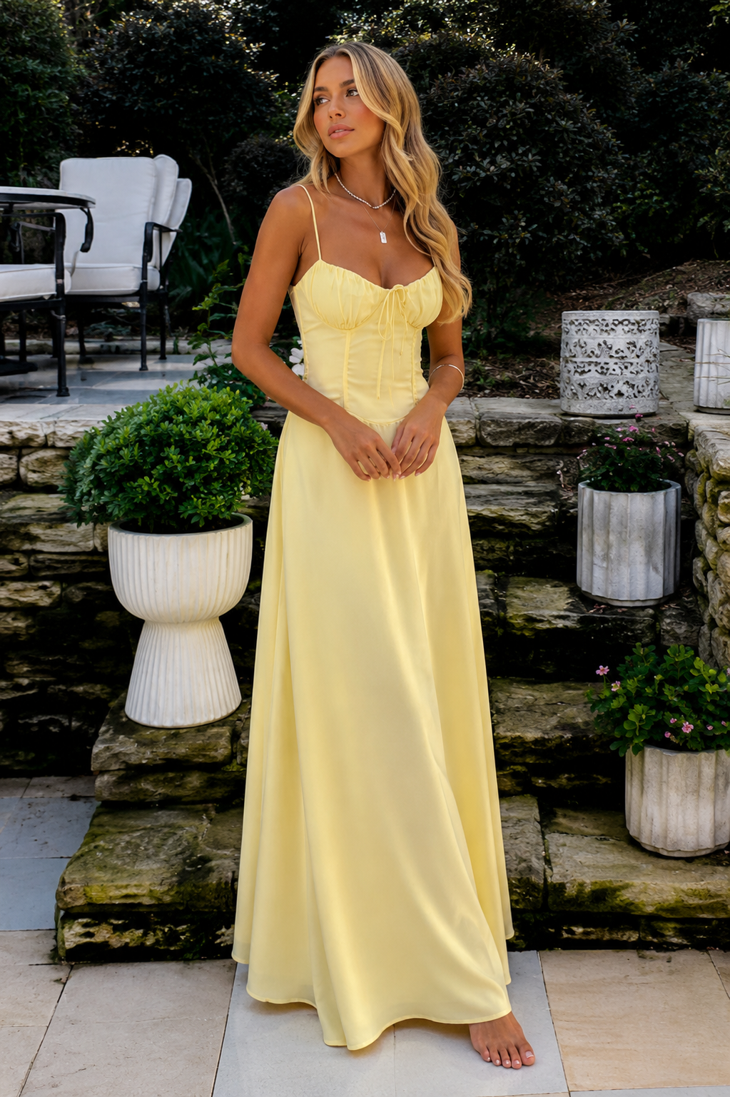 Corset-Style Tie Maxi Dress