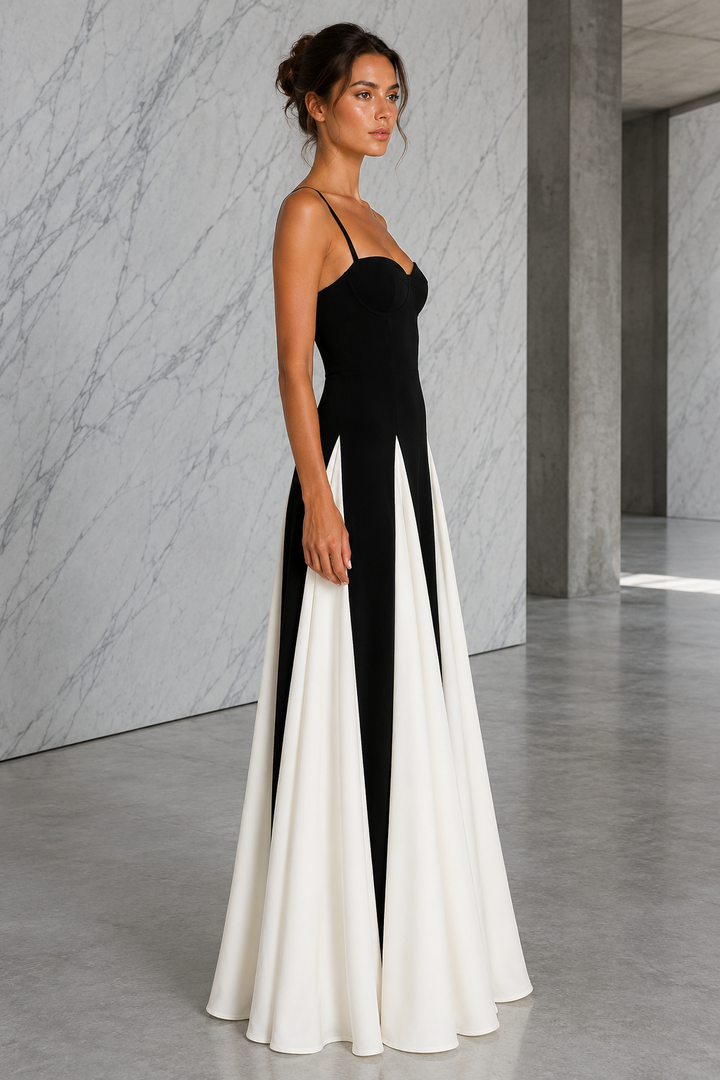 Two-Tone Flowing Maxi Dress