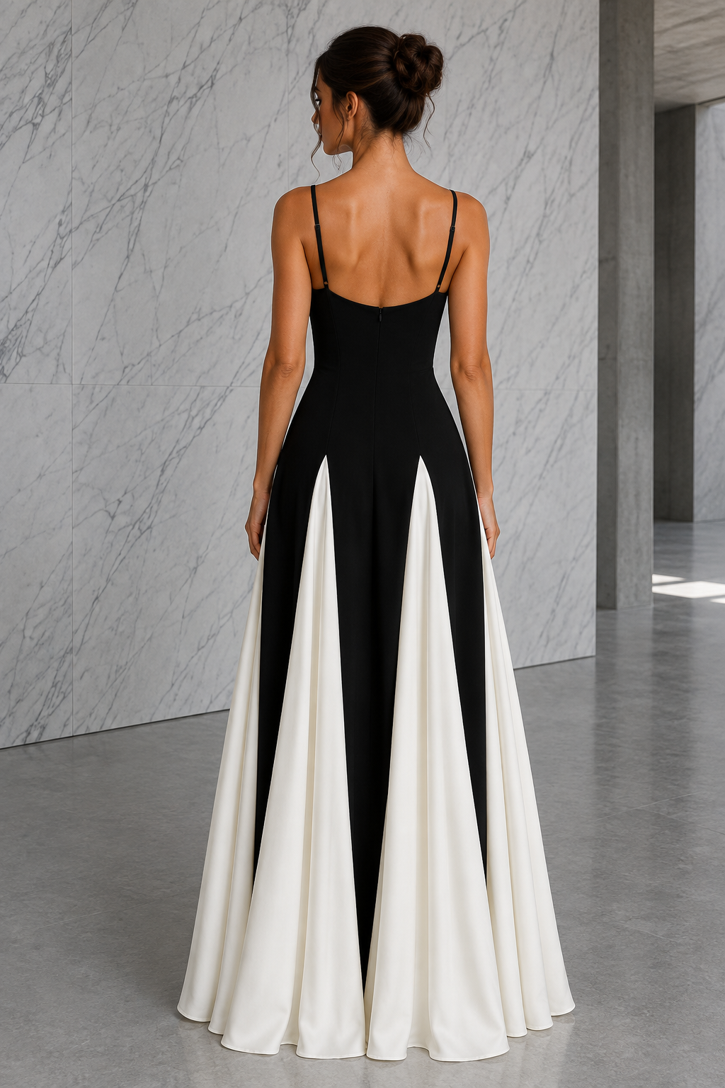 Two-Tone Flowing Maxi Dress