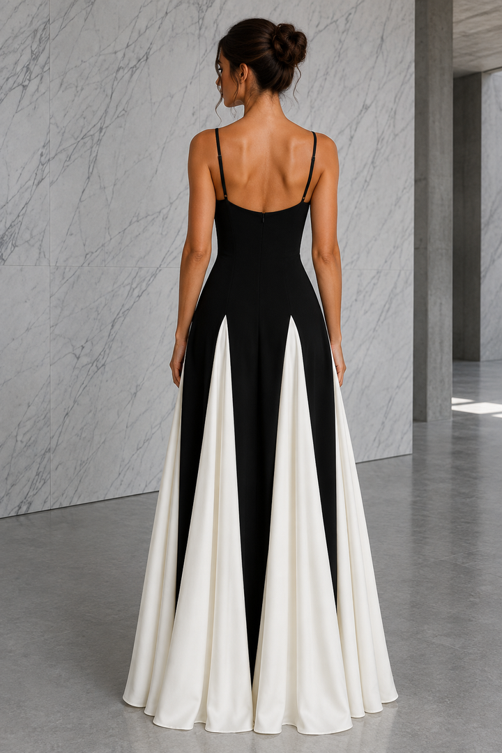 Two-Tone Flowing Maxi Dress