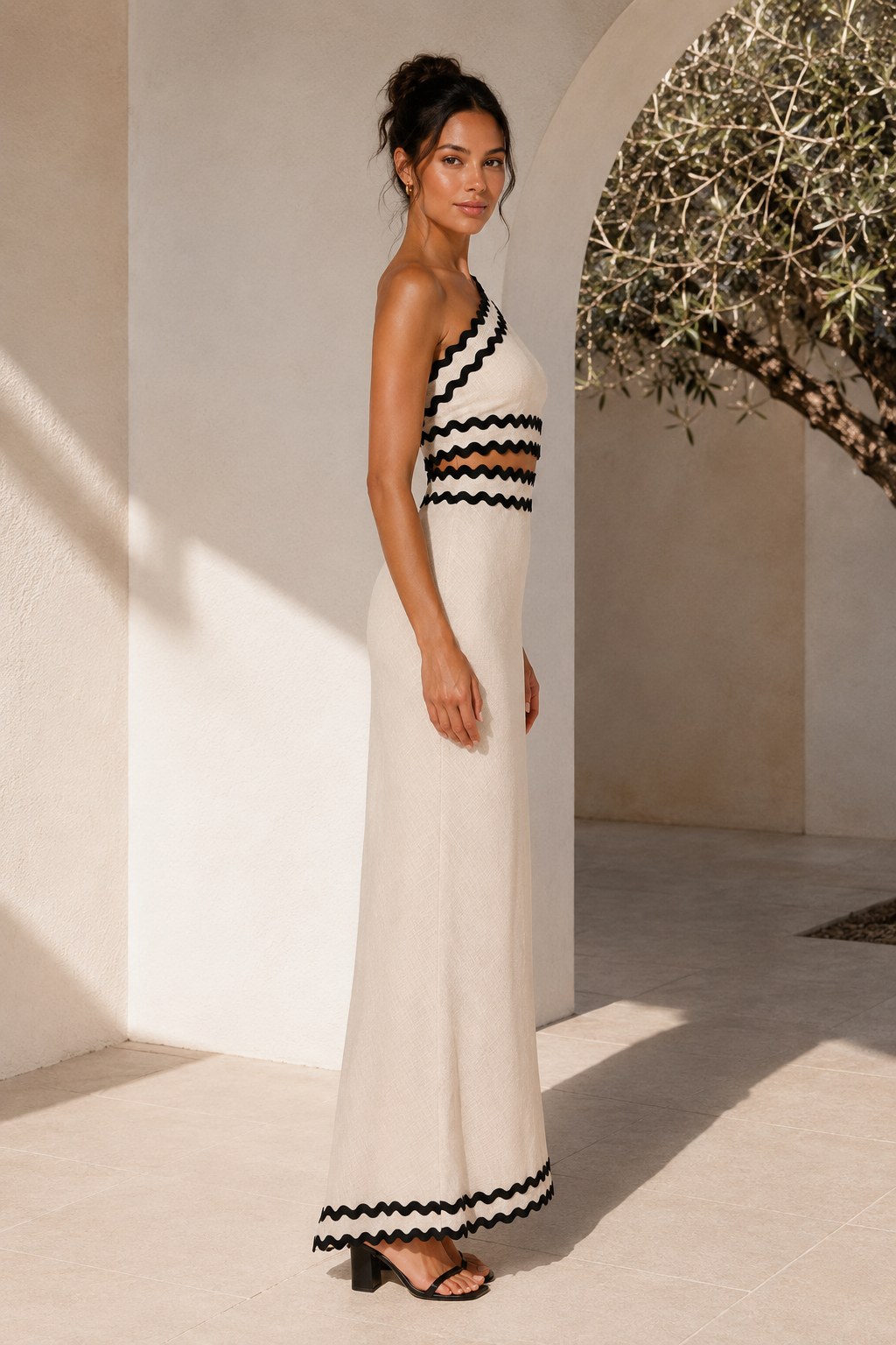 One-Shoulder Cutout Maxi