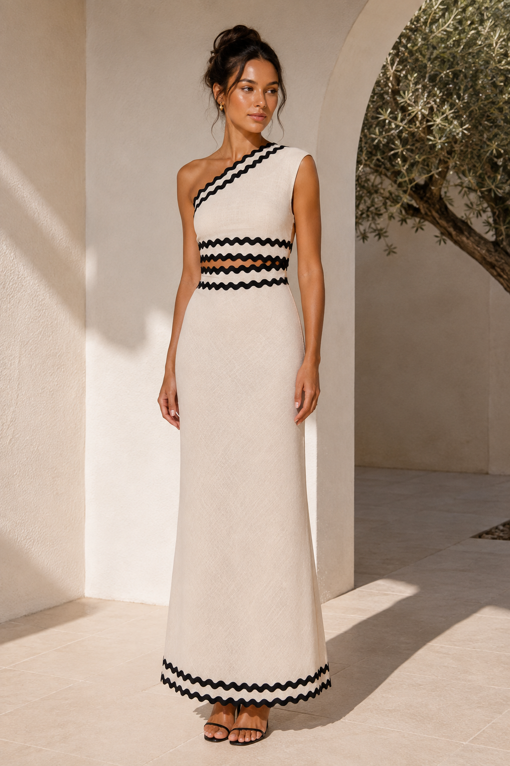 One-Shoulder Cutout Maxi
