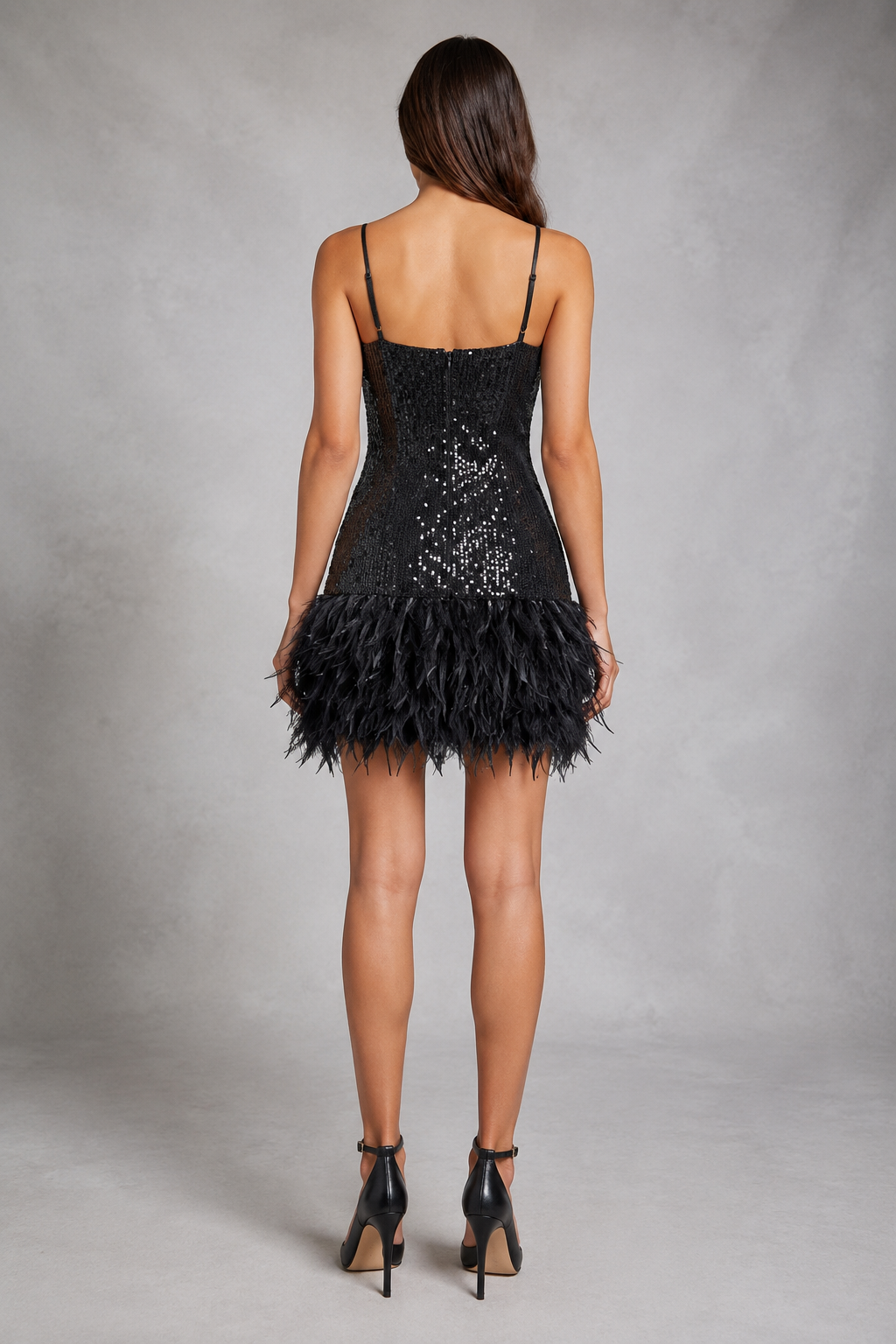 Fringe Feather Hem Mini Dress