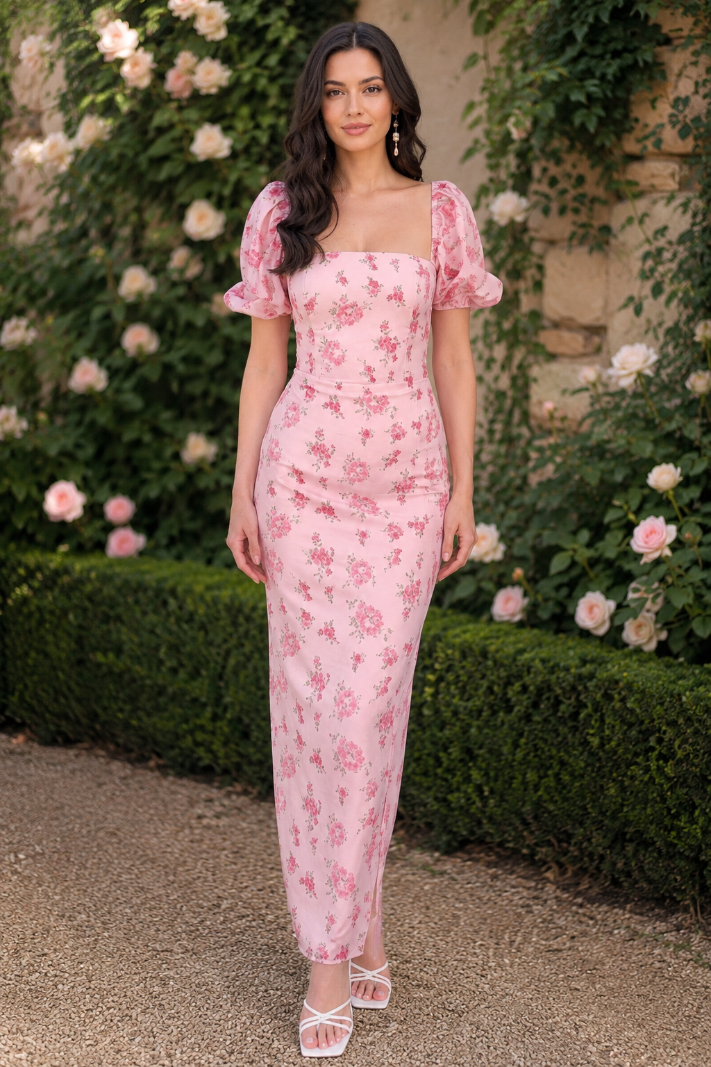 Floral Puff Sleeve Maxi Dress