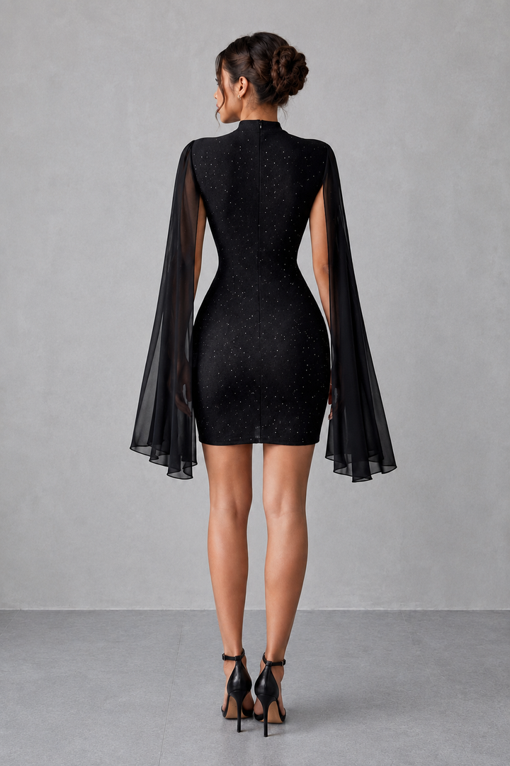 Cutout Bodycon Mini Dress with Cape Sleeves