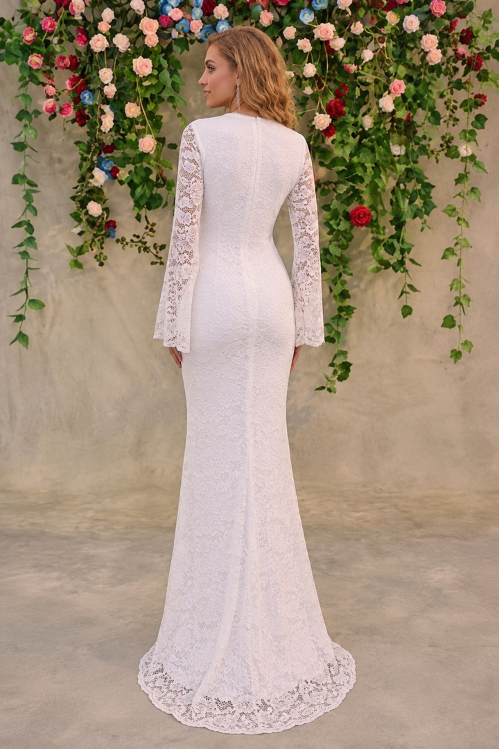 Lace Surplice Flare Sleeve Maxi Dress