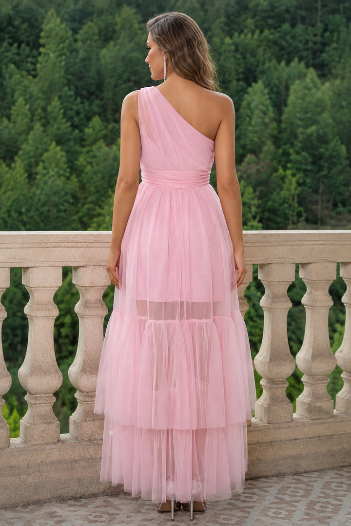One-Shoulder Sleeveless High-Low Dress