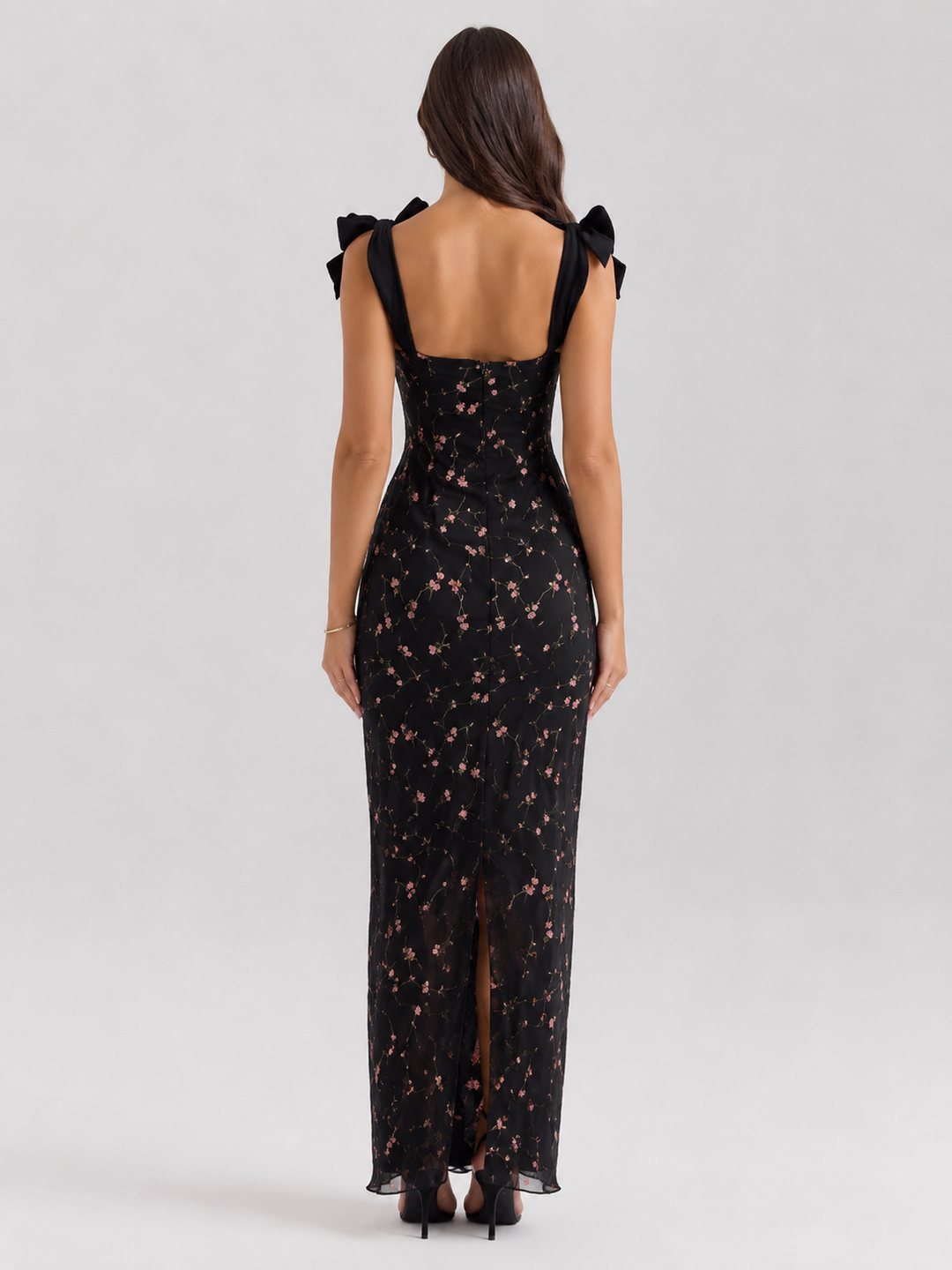 Black Velvet Lace Maxi Dress