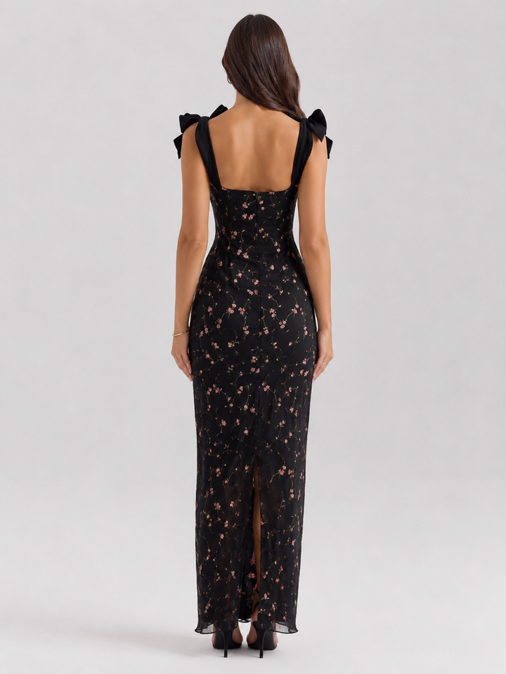 Black Velvet Lace Maxi Dress