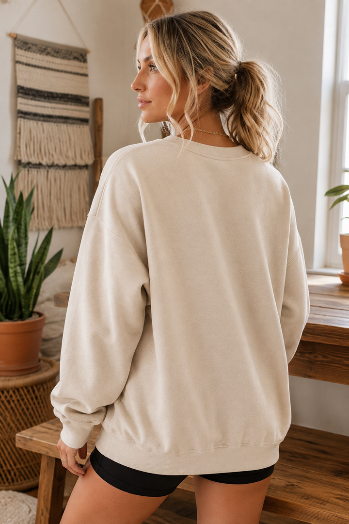GOOD LUCK Western Horse Print Oversized Pullover Sweatshirt