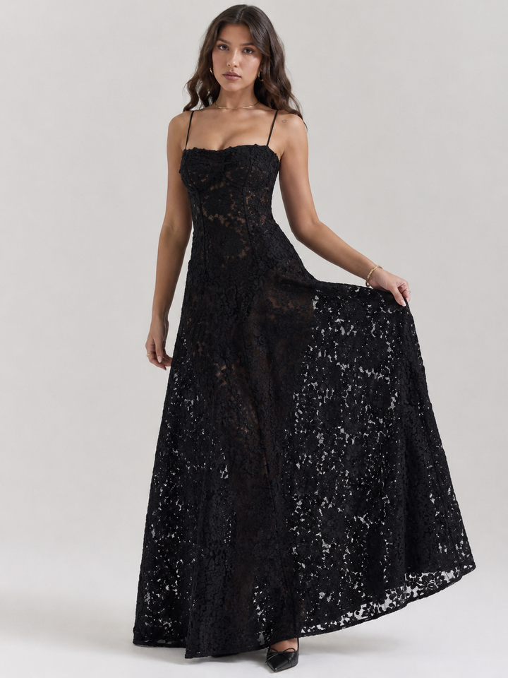 Spaghetti Strap Lace Maxi Dress