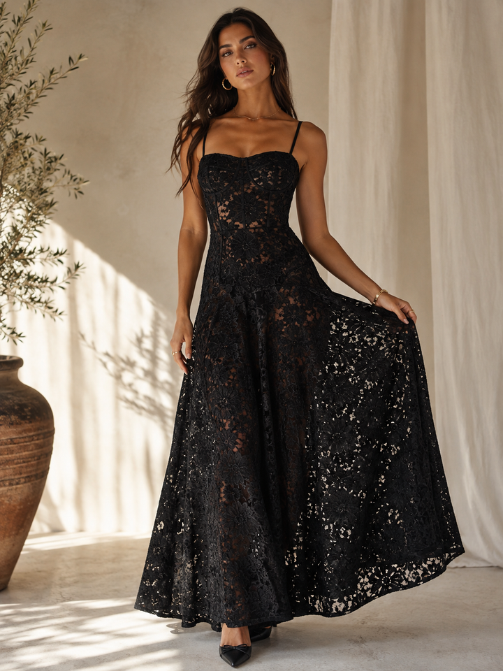 Spaghetti Strap Lace Maxi Dress