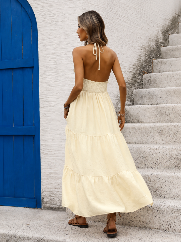 Halter Neck Tiered Maxi Dress