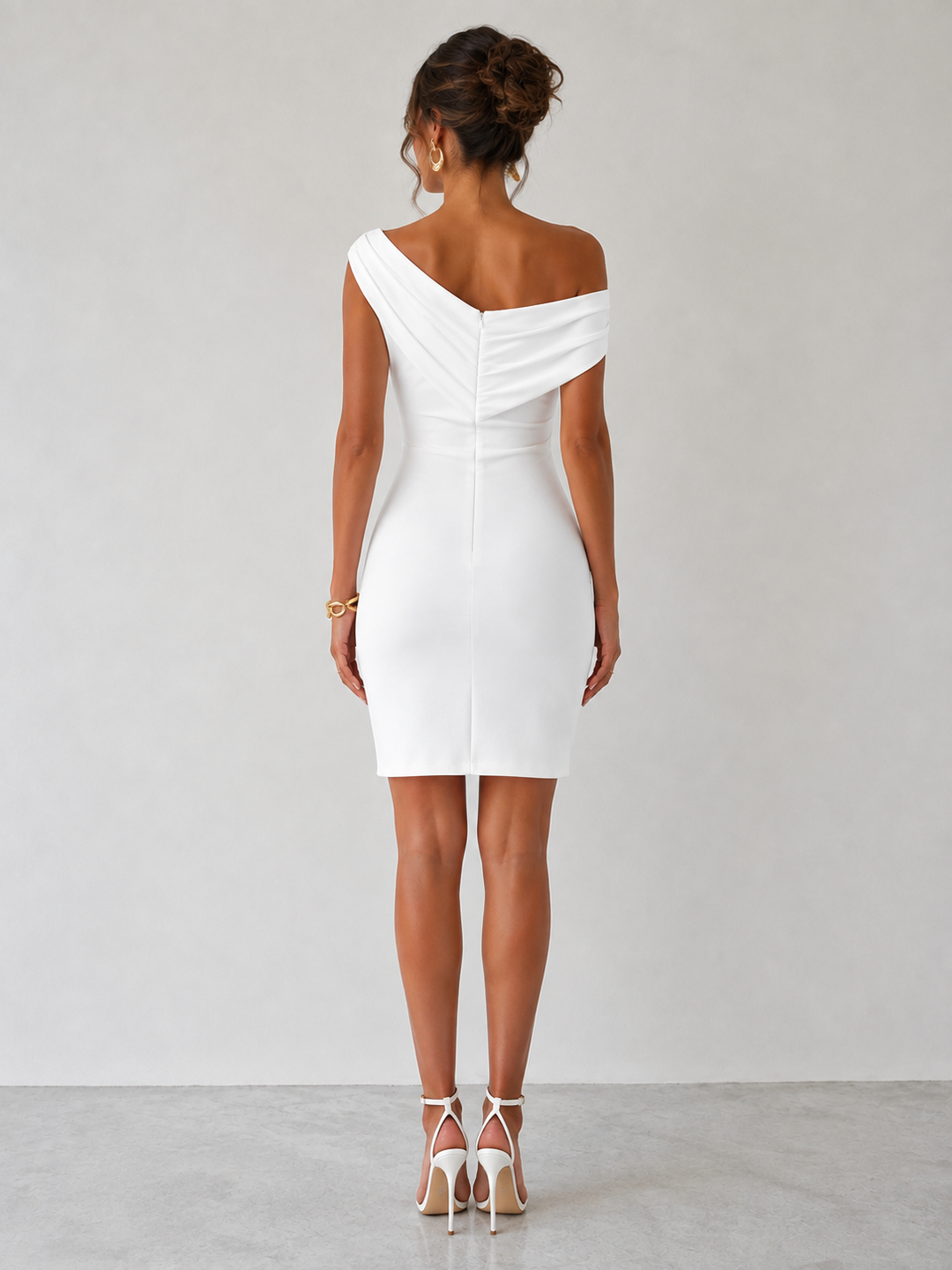 Off-Shoulder Draped Mini Dress