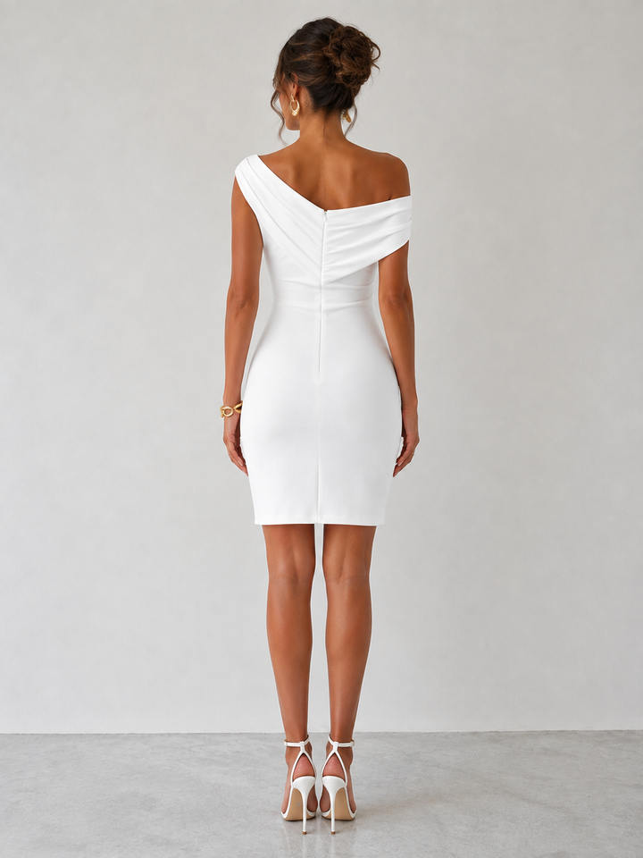 Off-Shoulder Draped Mini Dress