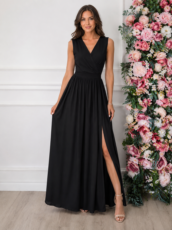 Sleeveless Surplice Maxi Dress