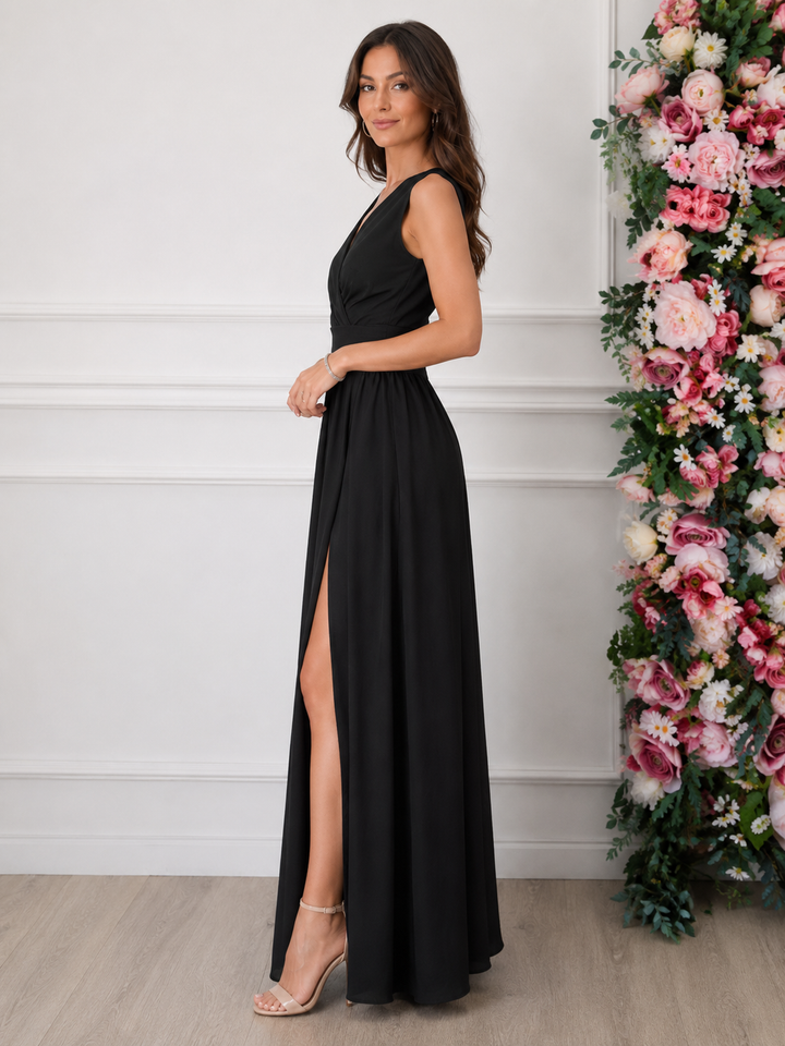Sleeveless Surplice Maxi Dress