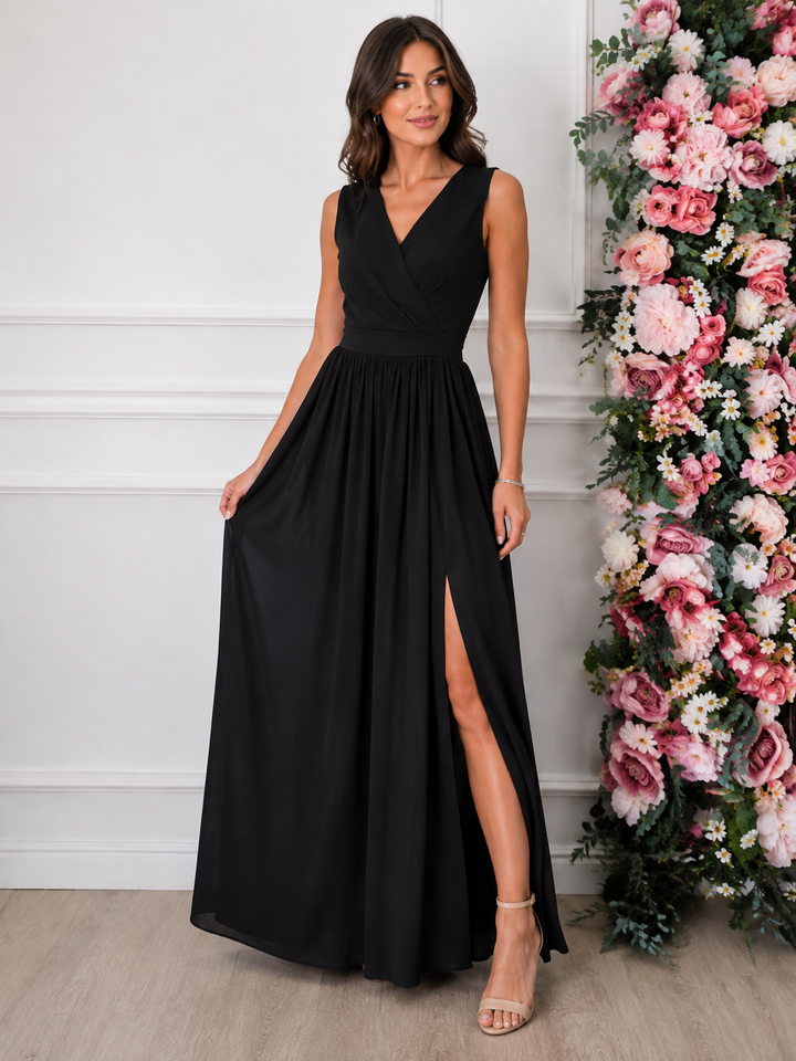 Sleeveless Surplice Maxi Dress