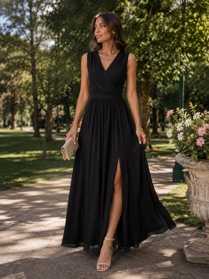 Sleeveless Surplice Maxi Dress