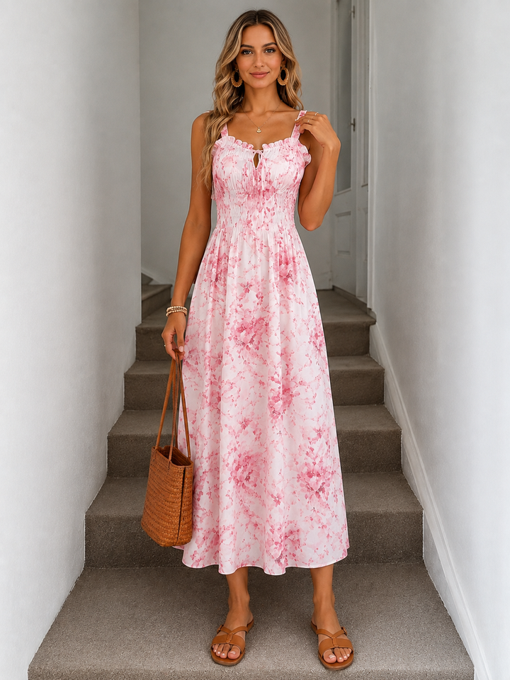 Floral Print Trim Cami Dress
