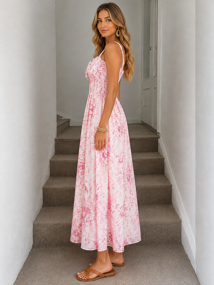 Floral Print Trim Cami Dress