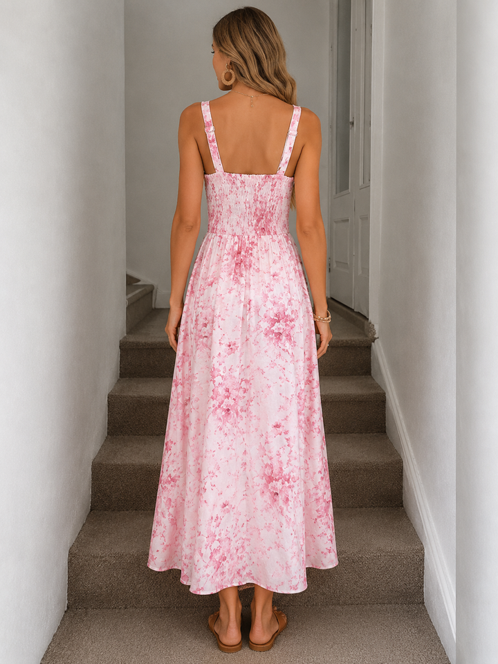 Floral Print Trim Cami Dress