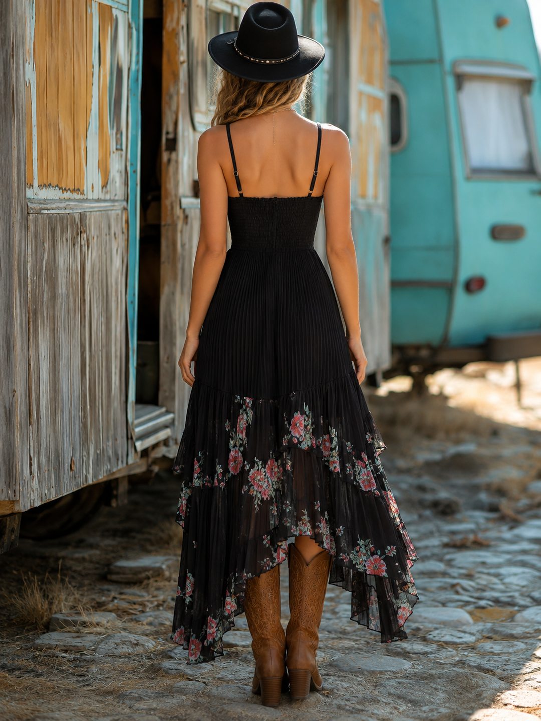 Floral Print High-Low Cami Dress