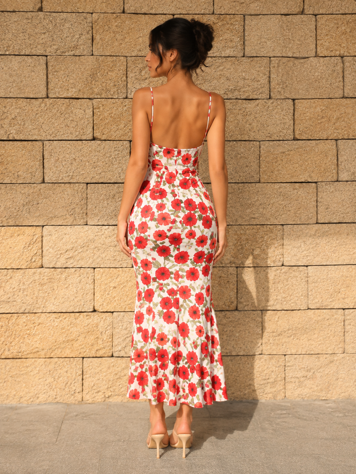Rose Floral Printed Maxi Dress