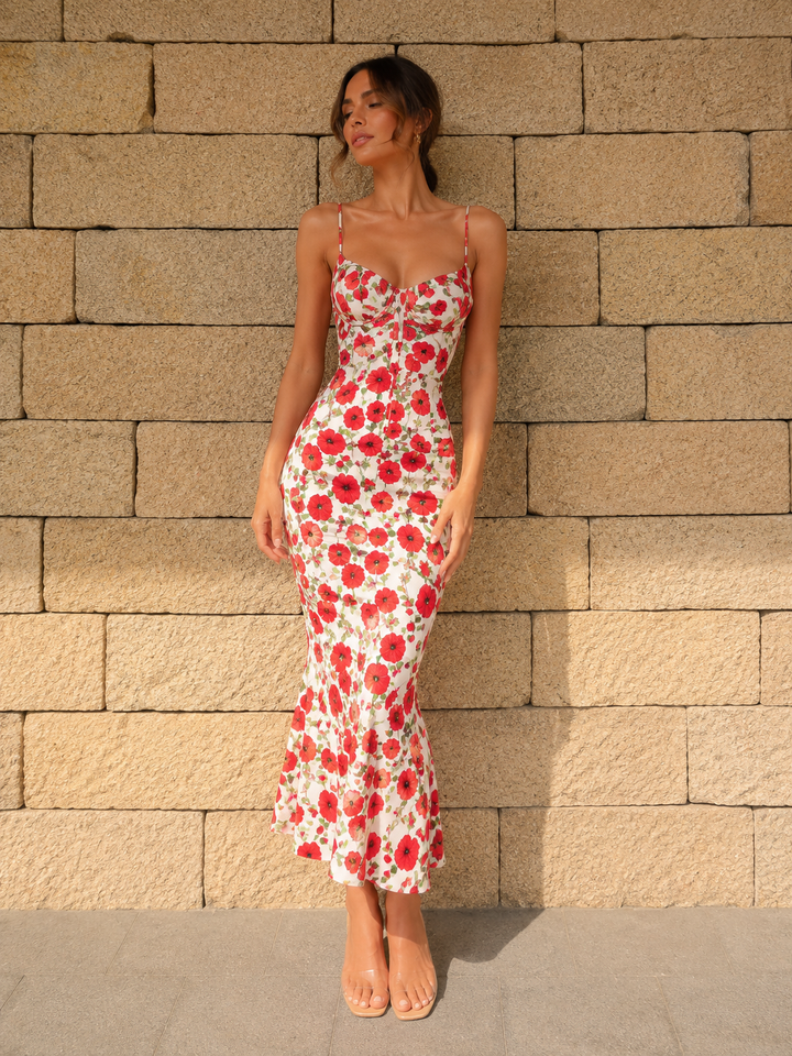Rose Floral Printed Maxi Dress