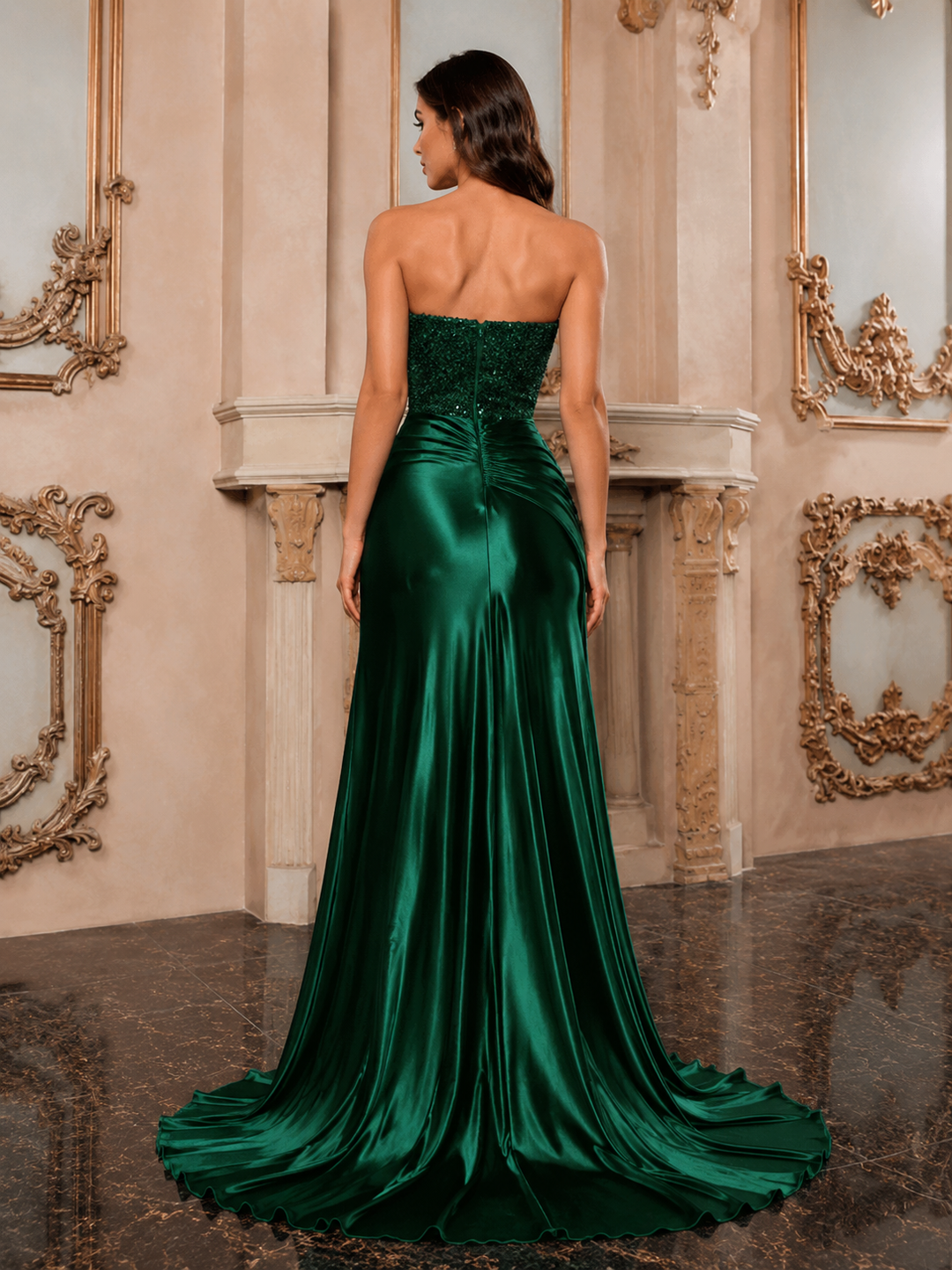 Sweetheart Sequin Tube Evening Dress