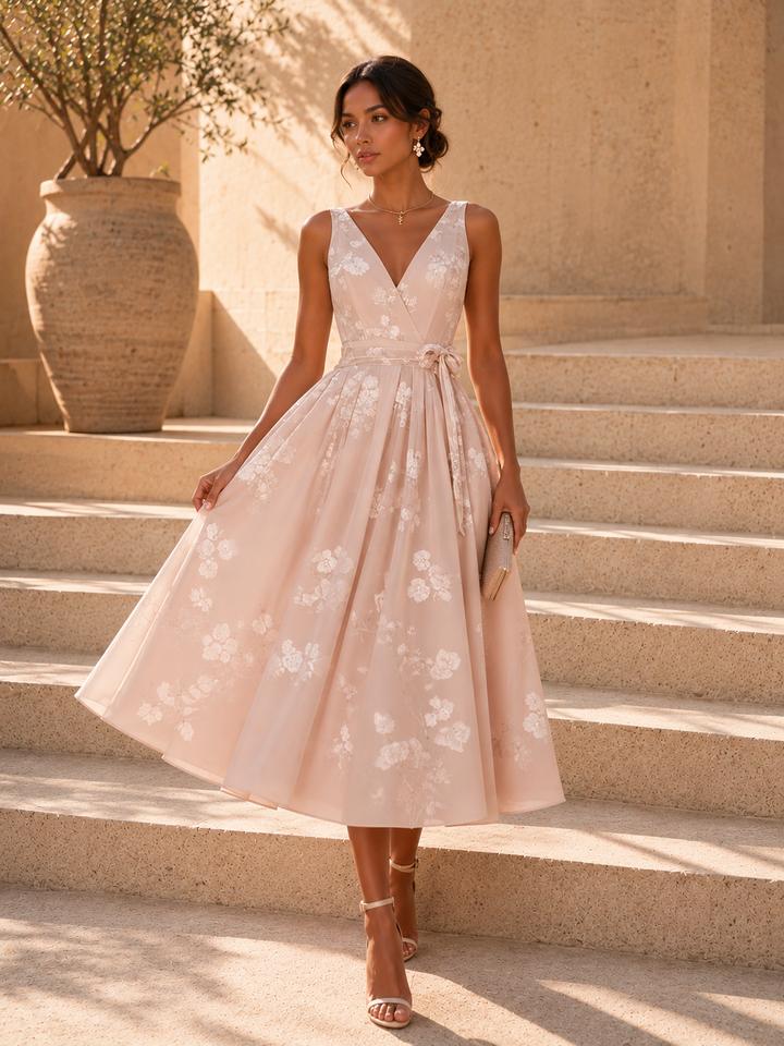 Floral Print V-Neck Dress