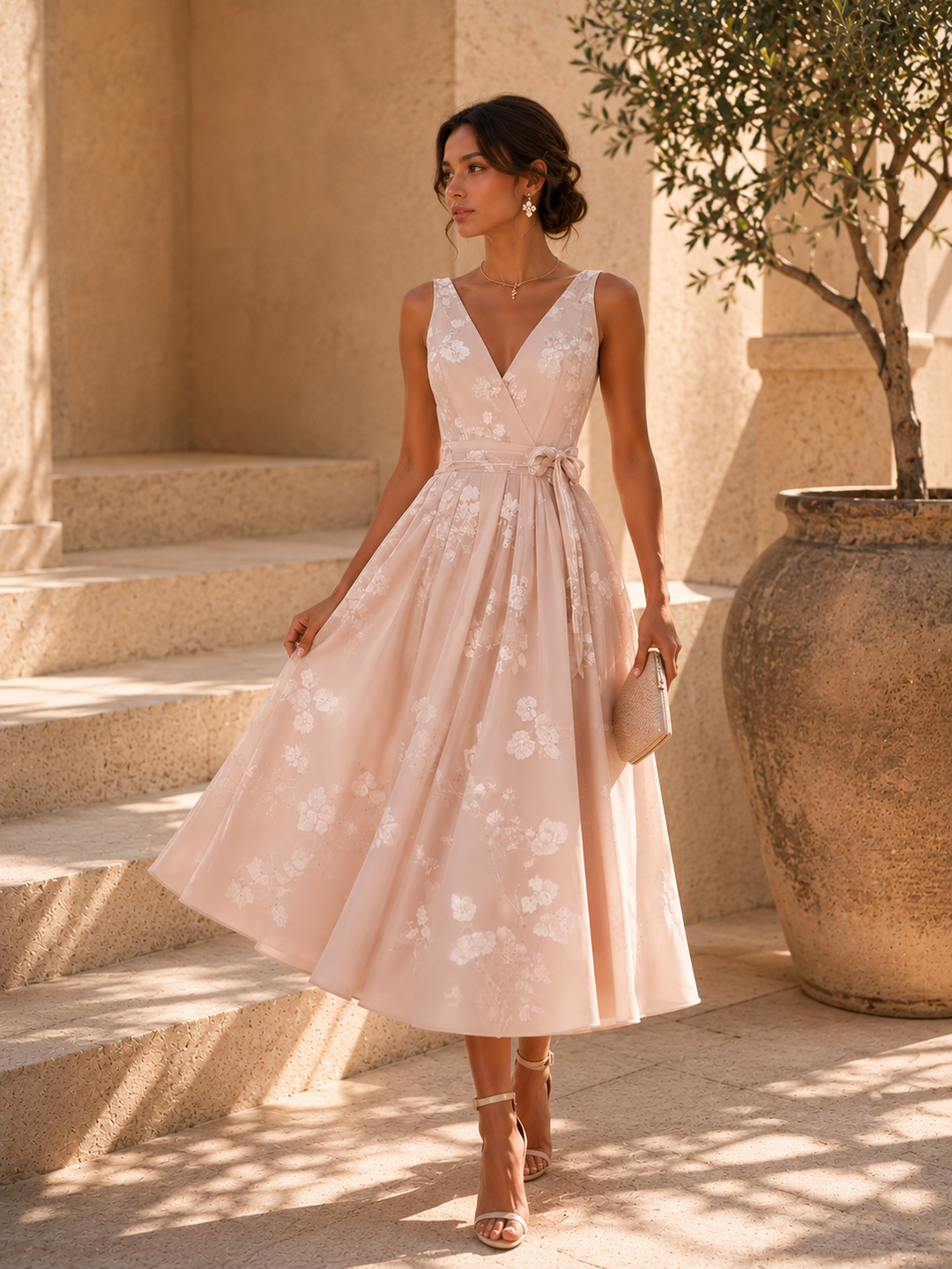 Floral Print V-Neck Dress
