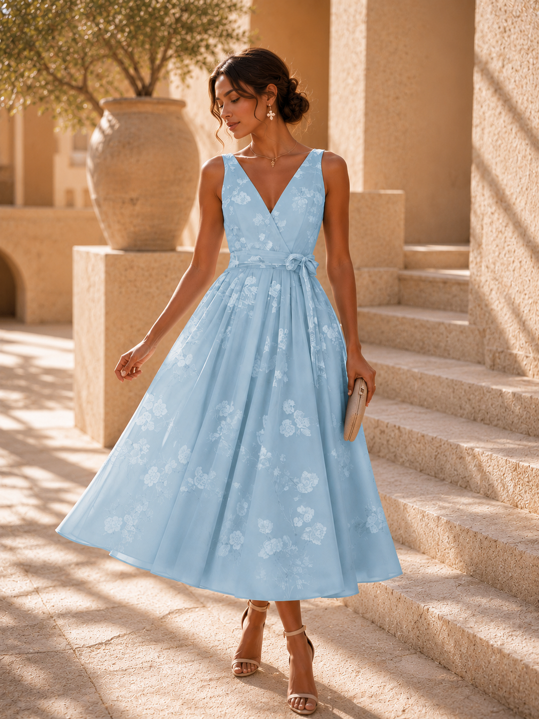 Floral Print V-Neck Dress