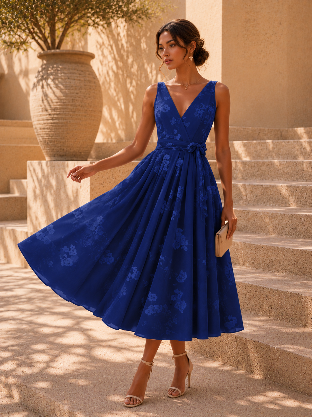 Floral Print V-Neck Dress