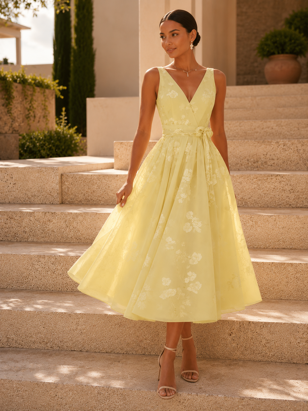 Floral Print V-Neck Dress