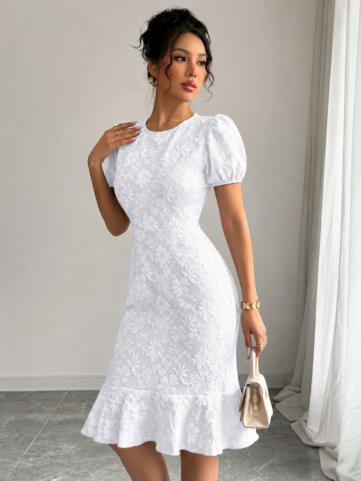 Floral Lantern Sleeve Bodycon Dress