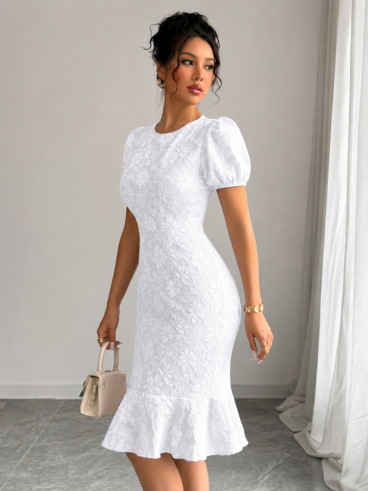 Floral Lantern Sleeve Bodycon Dress
