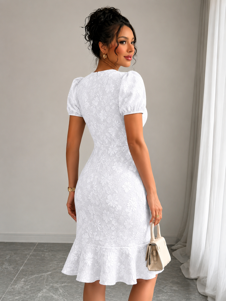 Floral Lantern Sleeve Bodycon Dress
