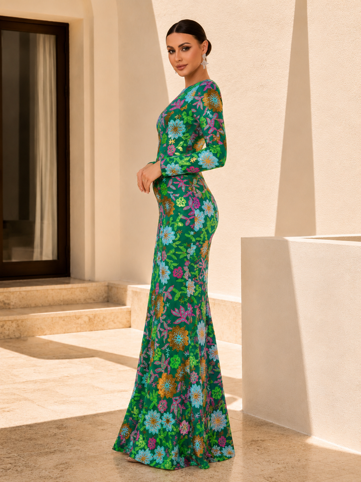 Floral Sequin Mermaid Gown