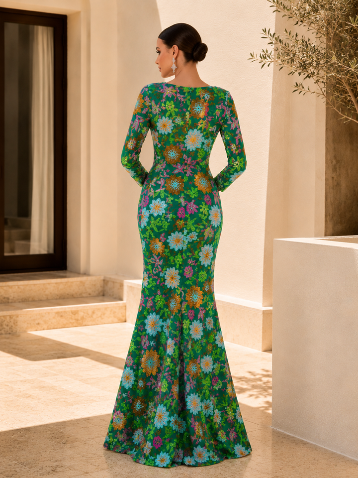 Floral Sequin Mermaid Gown