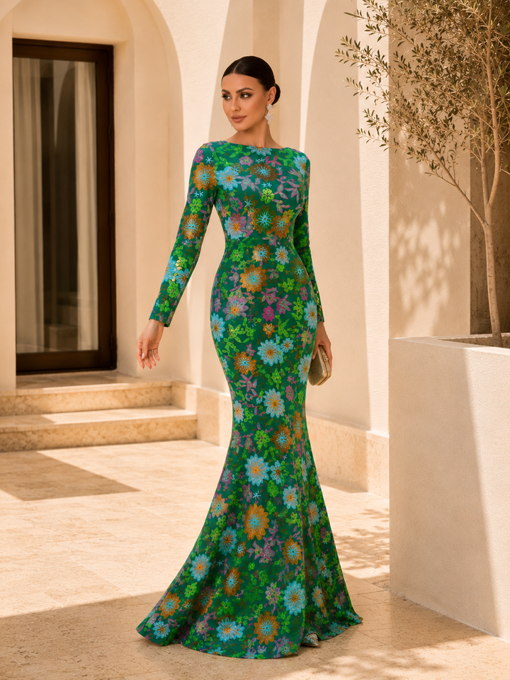 Floral Sequin Mermaid Gown