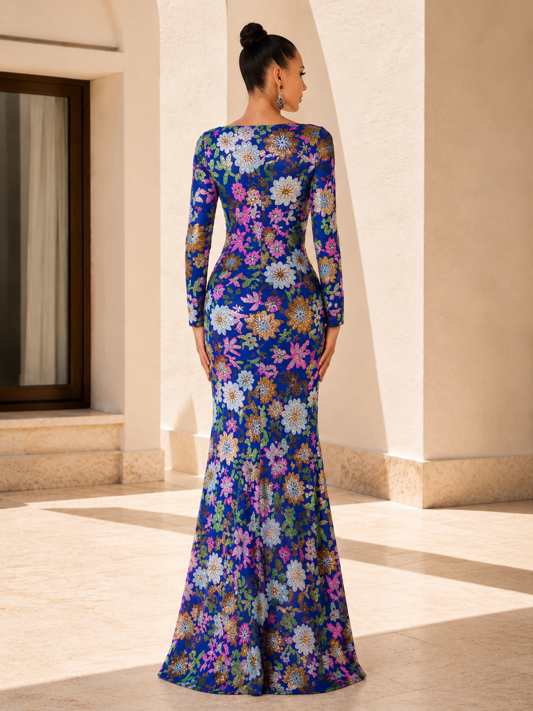 Floral Sequin Mermaid Gown
