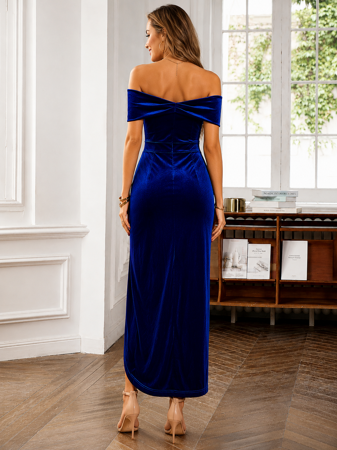 Elevate Your Style with Our Velvet Off-Shoulder Midi Dress