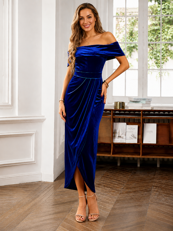 Elevate Your Style with Our Velvet Off-Shoulder Midi Dress