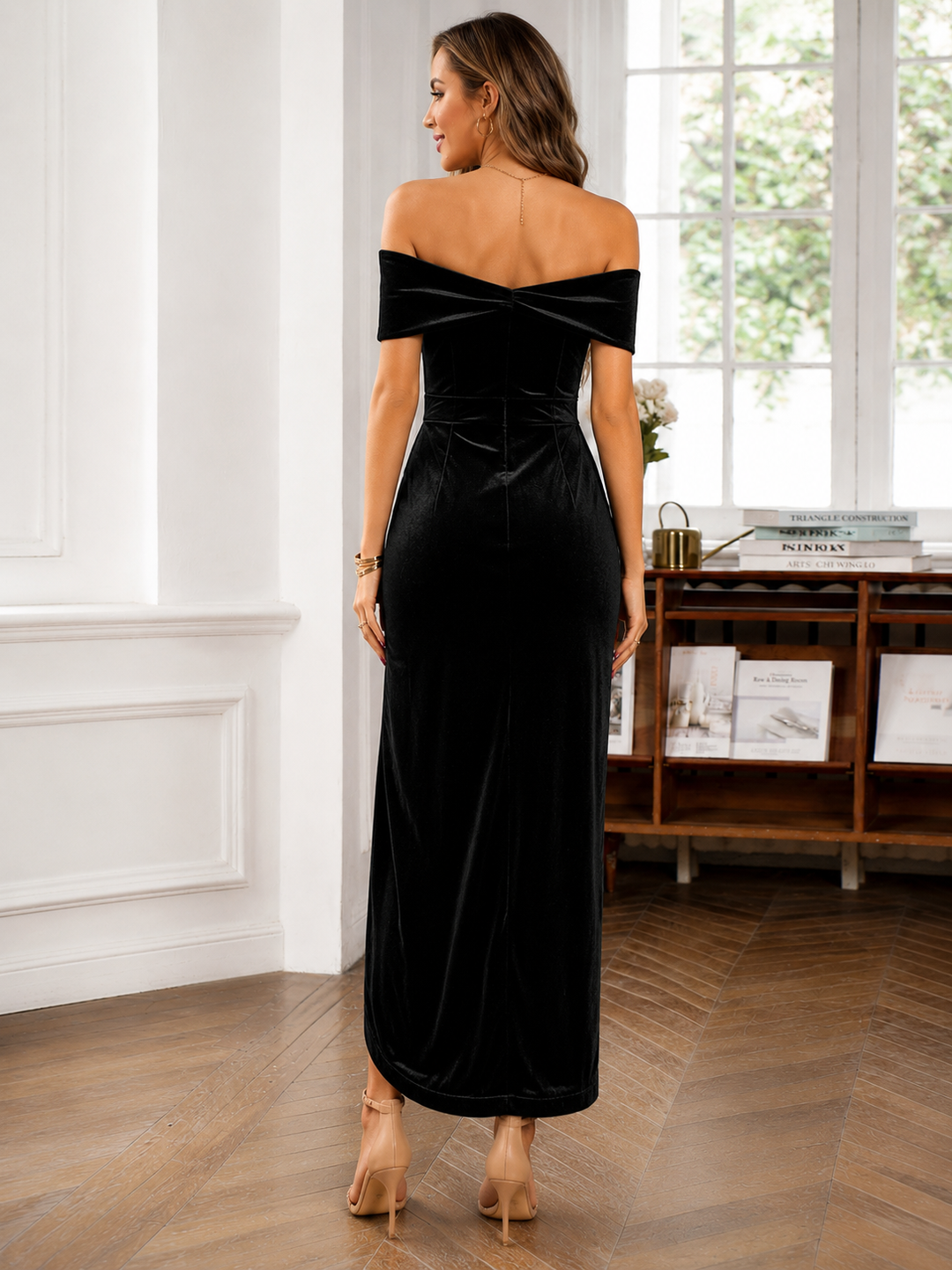 Elevate Your Style with Our Velvet Off-Shoulder Midi Dress